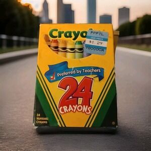 2006 Vtg Crayola Crayons box of 24 (22 used 2 new) w/ discont'd Dandelion color